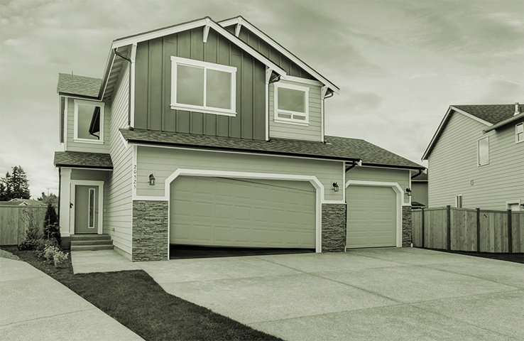 Garage doors on a Westminster home, a Cal Pacific job